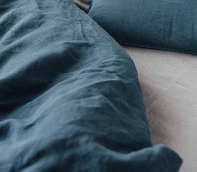 FlaxÉlysée™ Pure Linen Duvet Cover Set – Natural Flax French Linen Bedding with Coconut Button Closure by PurelyhomeDeco