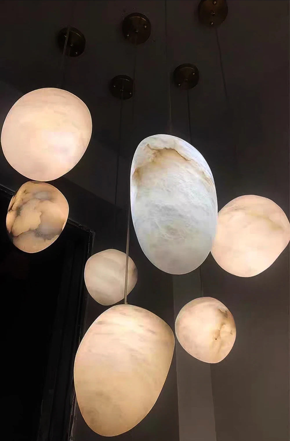 Siberia MarbleAura™ LED Chandelier – Luxury Natural Marble Hanging Light for Living Room & Modern Interiors by PurelyhomeDeco