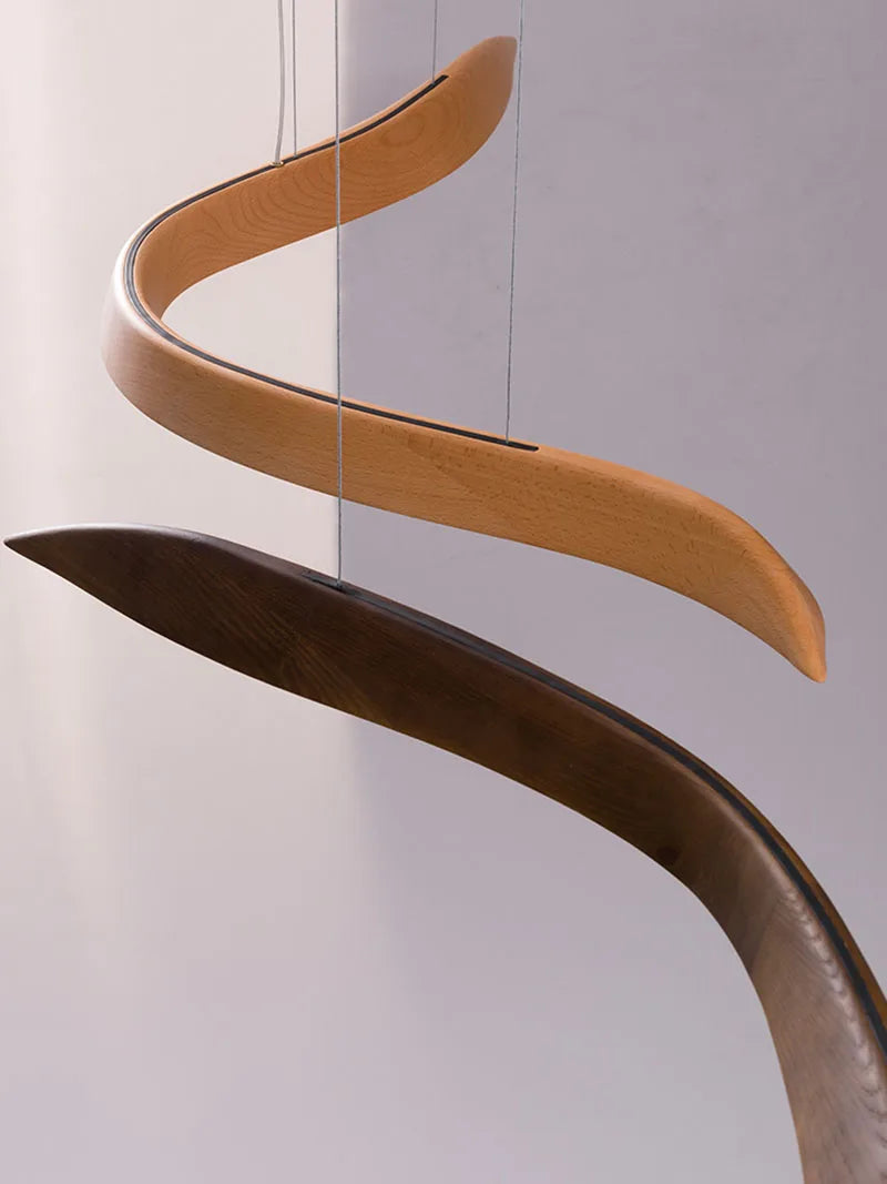 Spiral wooden design on a white background
