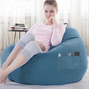 Lazy Seat Chair Sofa Cover Large Bean Bag Couch Soft Fluffy Breathable Adult Child Tatami Living Room Decorative without Filler by PurelyhomeDeco