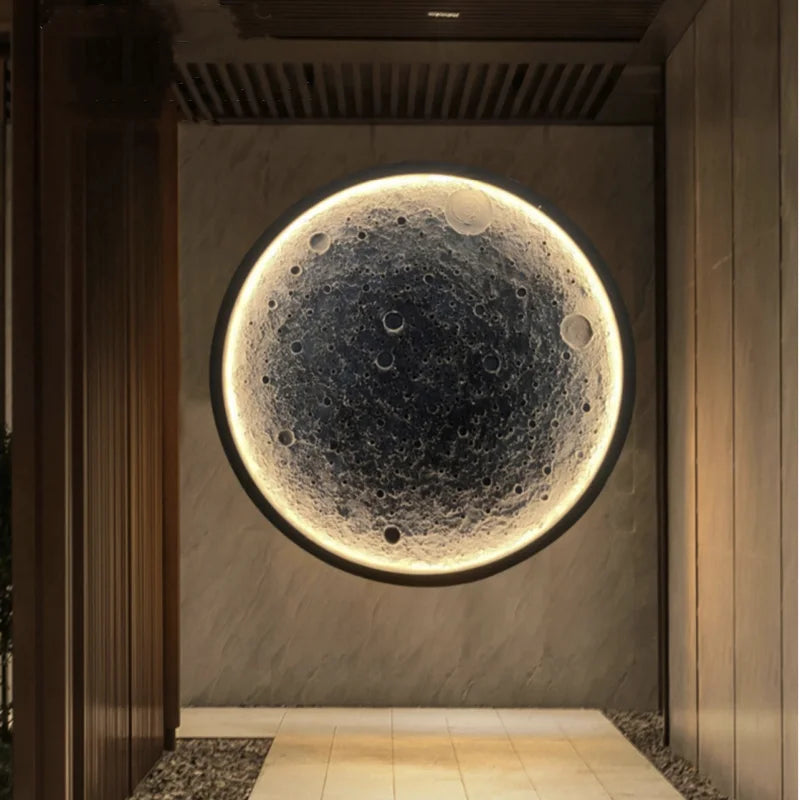 Modern Crater 3D Moon Wall Lamp – Luxury Round Relief LED Mural Light with 3-Color Lighting for Home Decoration by PurelyhomeDeco