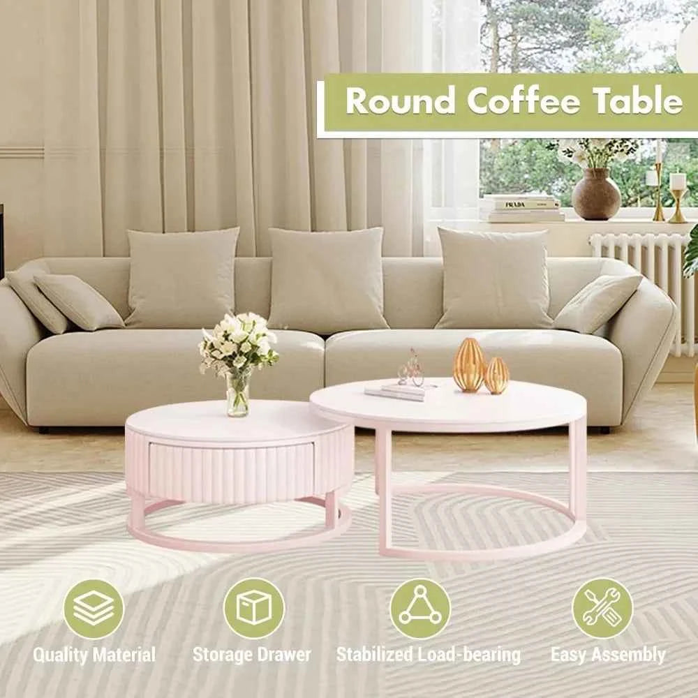 Nestorra™ Marble Nesting Coffee Table Set by PurelyhomeDeco