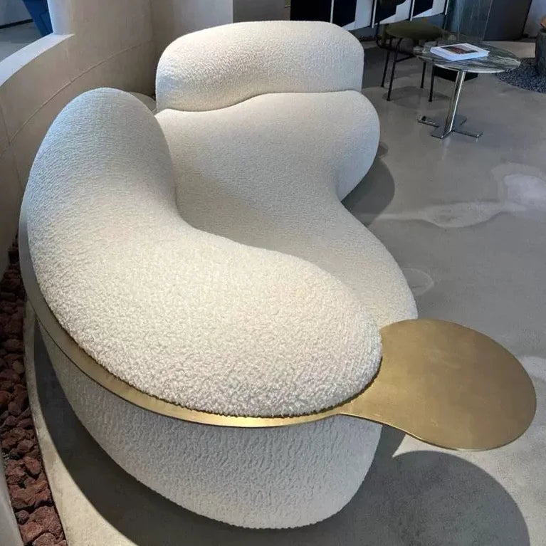 Cream wind creative curved sofa light luxury Italian pea sofa small apartment living room clothing store beauty salon hotel by PurelyhomeDeco