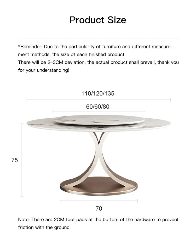 SILORA White Marble Round Dining Table with Turntable by PurelyhomeDeco