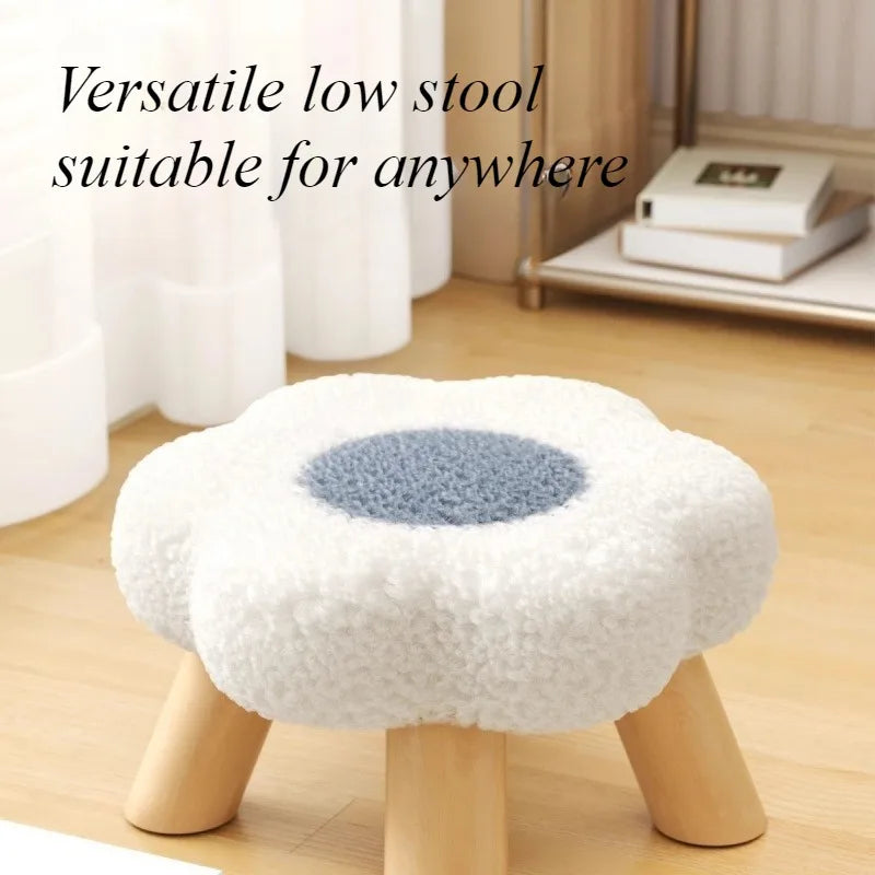 Small stool, household low stool, sofa stool, soft bag stool, living room coffee table stool, solid wood children's stool by PurelyhomeDeco