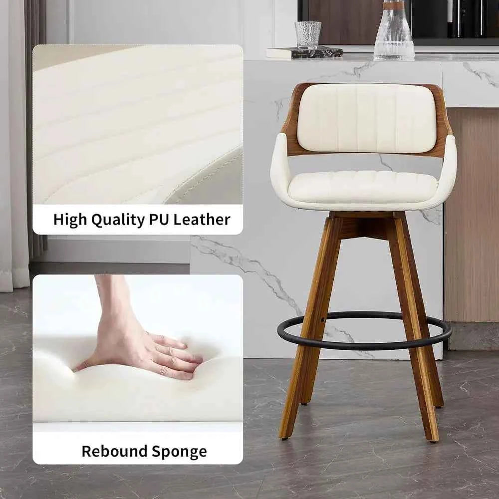 Arvello™ Walnut Swivel Bar Stools – Set of 2 by PurelyhomeDeco