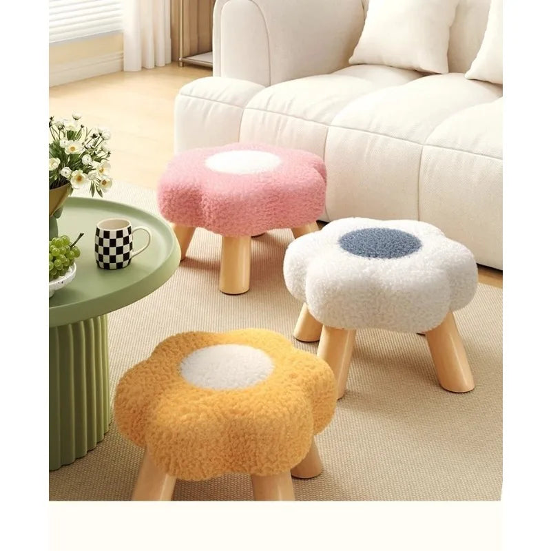 Small stool, household low stool, sofa stool, soft bag stool, living room coffee table stool, solid wood children's stool by PurelyhomeDeco
