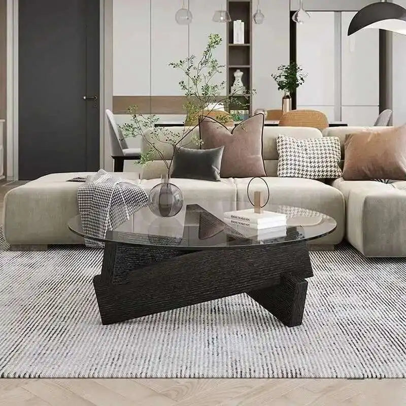 WOODGLASS ICON™ Modern Wood & Glass Coffee Table for Luxury Living Room Decor by PurelyhomeDeco
