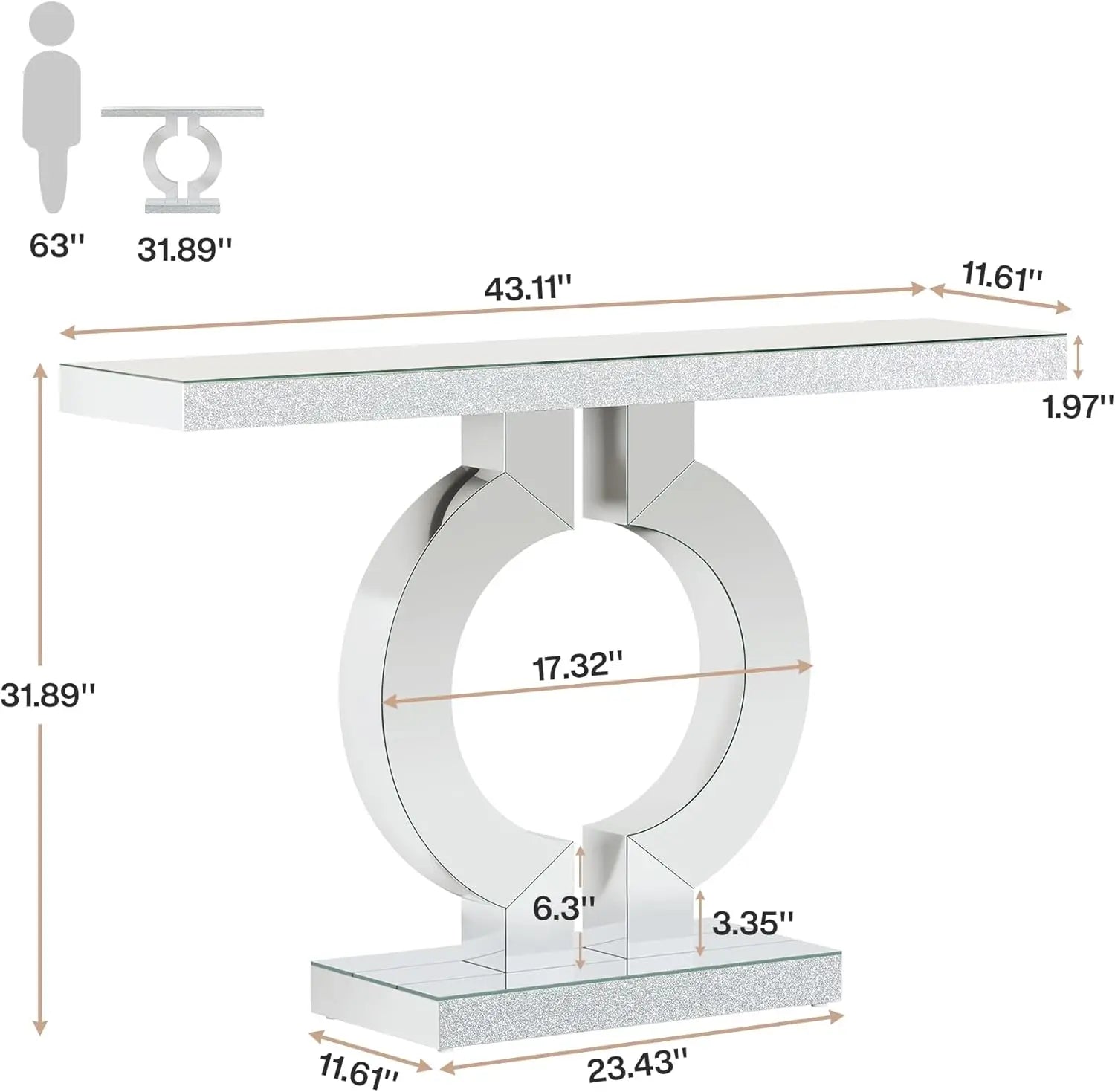 ORBION Silver Mirror Console Table by PurelyhomeDeco