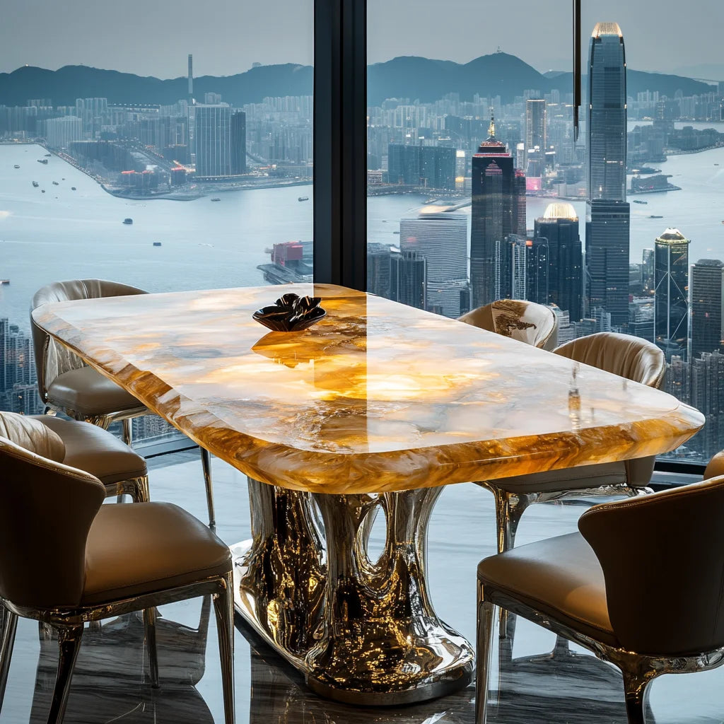 JADEVA™ Natural Jade Stone Dining Table by PurelyhomeDeco