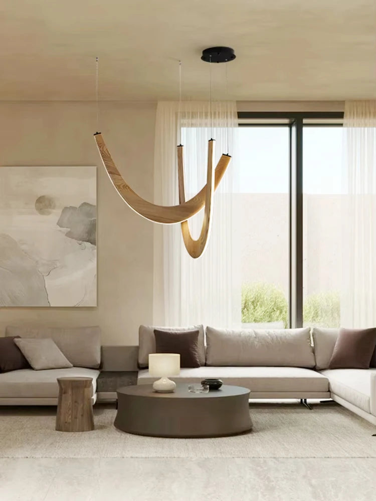 AuraLoop™ U-Shaped Wooden LED Pendant Light – Modern Hanging Lamp for Dining Rooms, Kitchen Islands & Luxury Interiors by PurelyhomeDeco