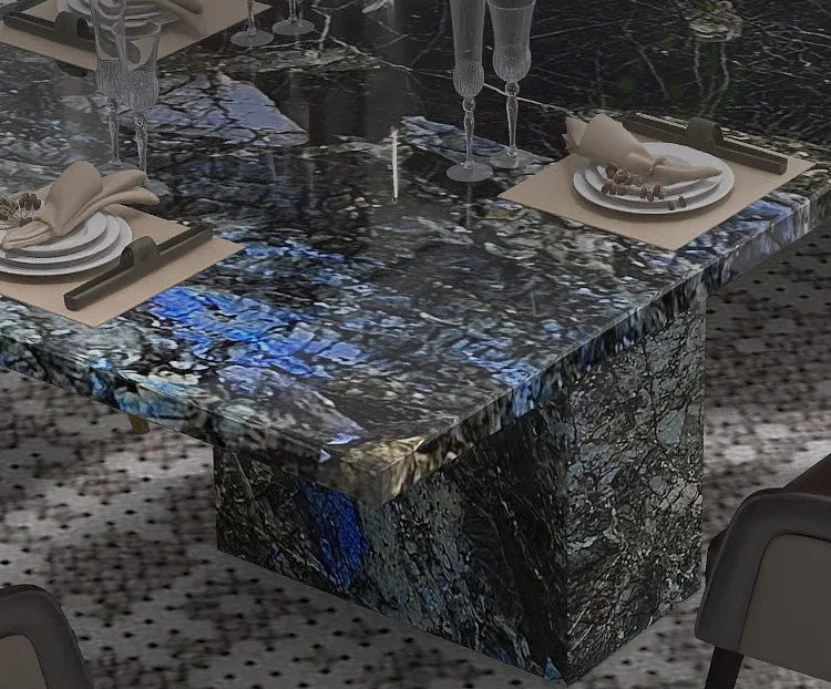 AZURÉA™ Blue Jadeite Marble Dining Set (10-Seater) by PurelyhomeDeco