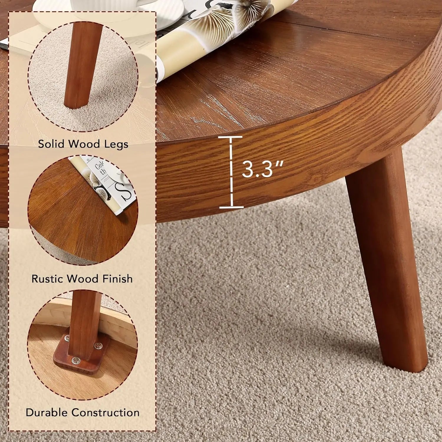 SOLARA™ Farmhouse Round Nesting Coffee Table Set (3-Piece) by PurelyhomeDeco