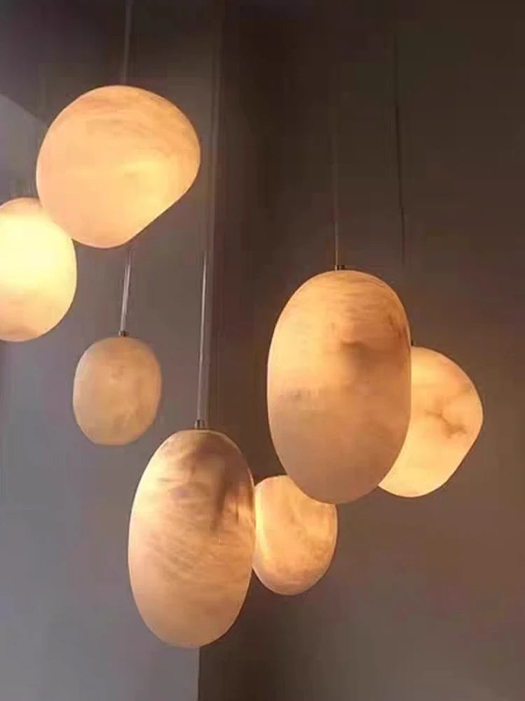 Siberia MarbleAura™ LED Chandelier – Luxury Natural Marble Hanging Light for Living Room & Modern Interiors by PurelyhomeDeco