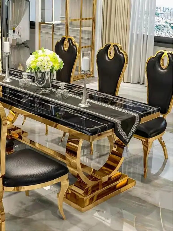 ZANORIA™ Elite Gold Structure Dining Set by PurelyhomeDeco