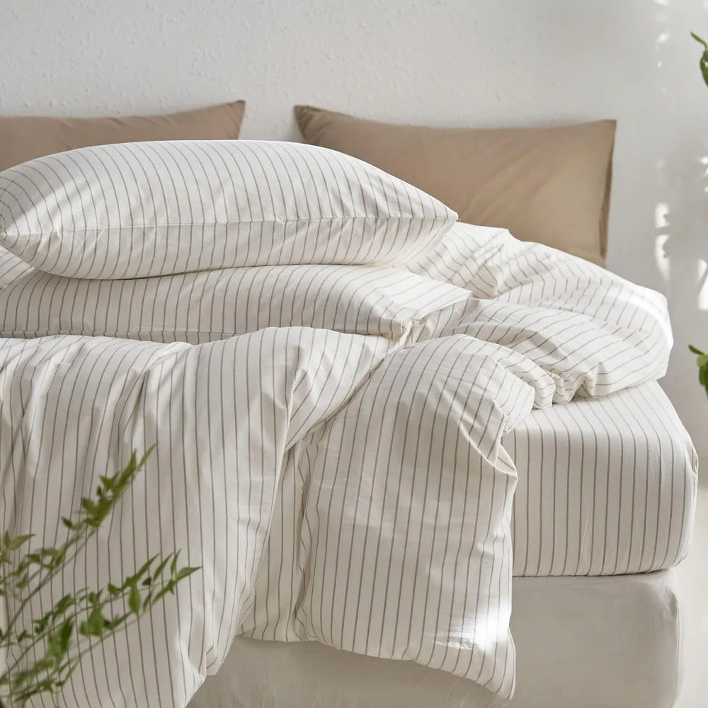 Grand Lino Soft Cotton Duvet Cover Set – Natural Linen-Feel Luxury Series by PurelyhomeDeco
