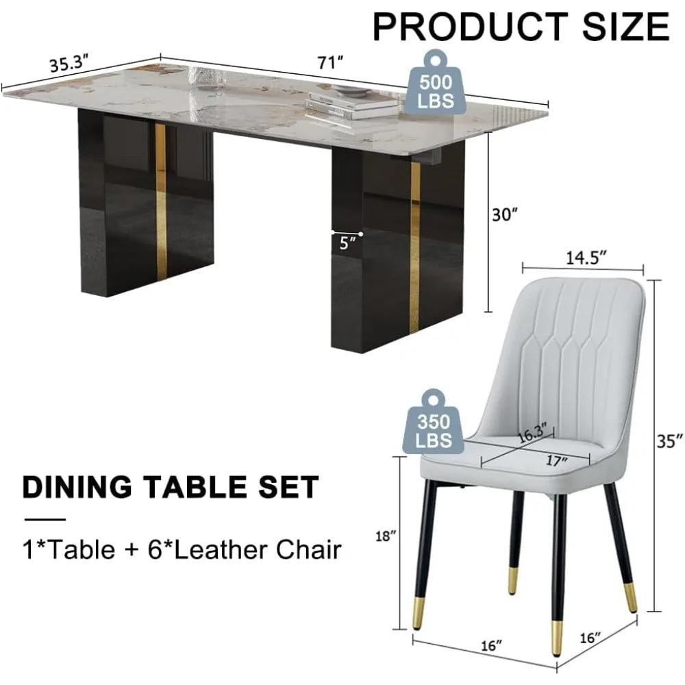SORA™Modern Faux Marble Dining Set (Table + 7 Chairs) by PurelyhomeDeco