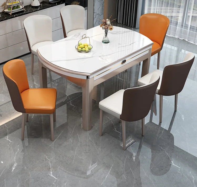 EXTORA™ Extendable Round Marble Dining Set by PurelyhomeDeco