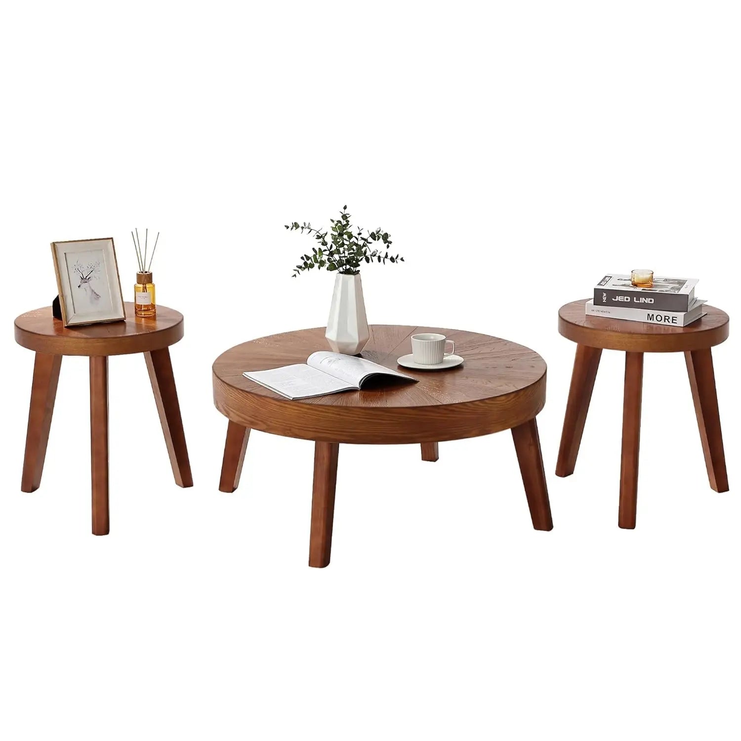 SOLARA™ Farmhouse Round Nesting Coffee Table Set (3-Piece) by PurelyhomeDeco
