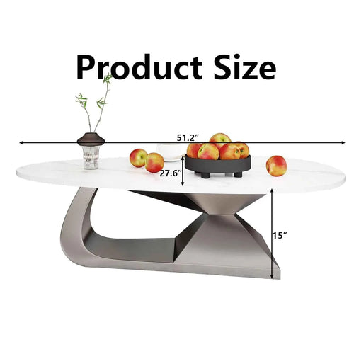Argento Eclipse™ – 51.2" Oval Faux Marble Coffee Table by PurelyhomeDeco