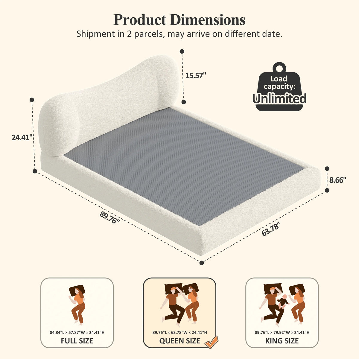 EnHomee Cloud Bed Frame with 5.9" Detachable Headboard, No Assembly Required Beds All-Foam Boneless, Noise-Free, No Box Spring Needed by PurelyhomeDeco