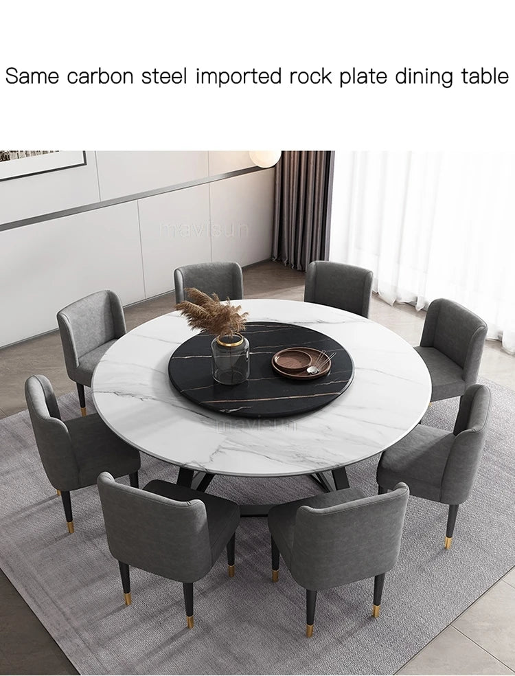 AURÉVA Golden Round Marble Dining Table with Turntable by PurelyhomeDeco