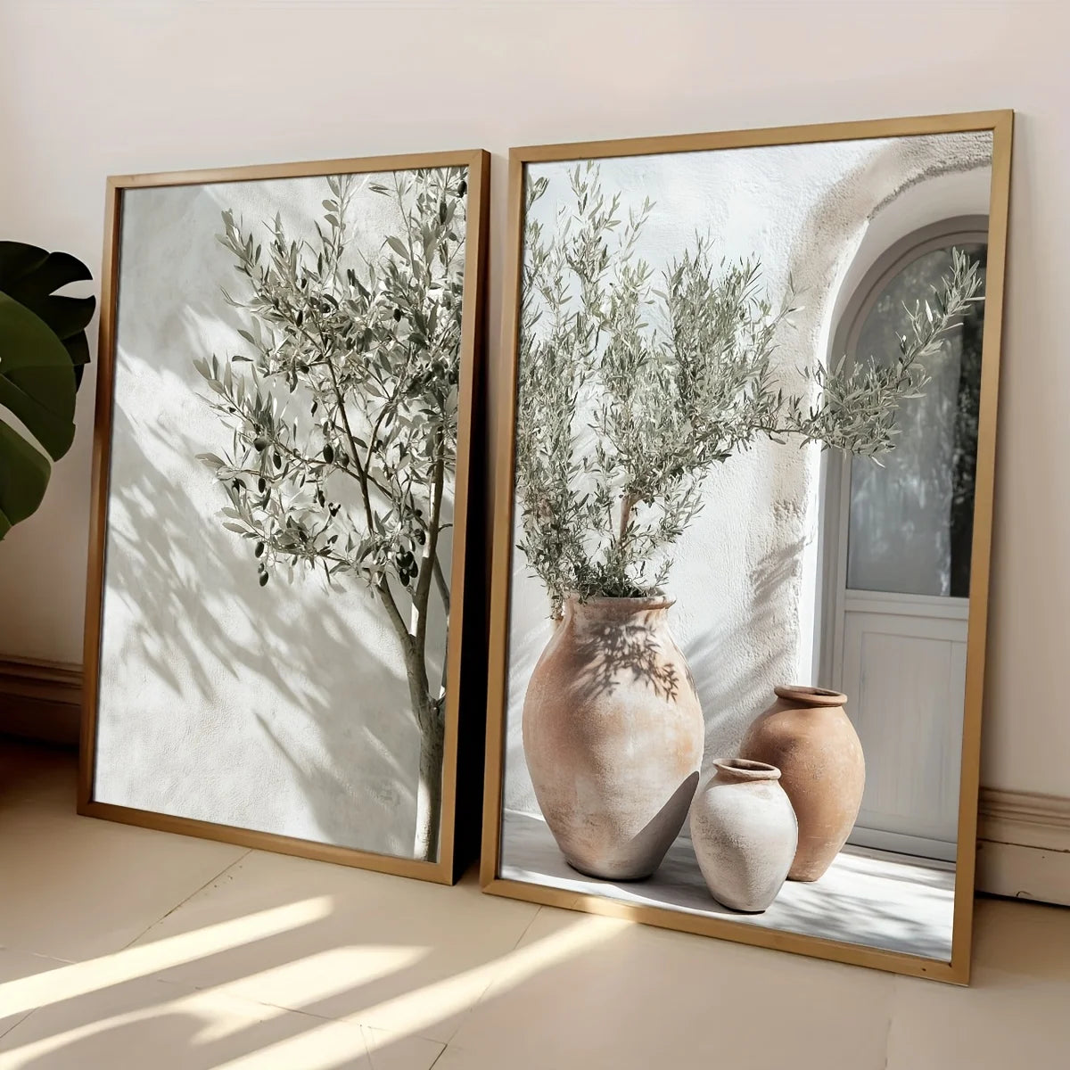2pcs/set Neutral Olive Tree Shadow Vase Canvas Print Poster Retro Botanical Landscape Art Print Home Decor Art Poster Gifts by PurelyhomeDeco