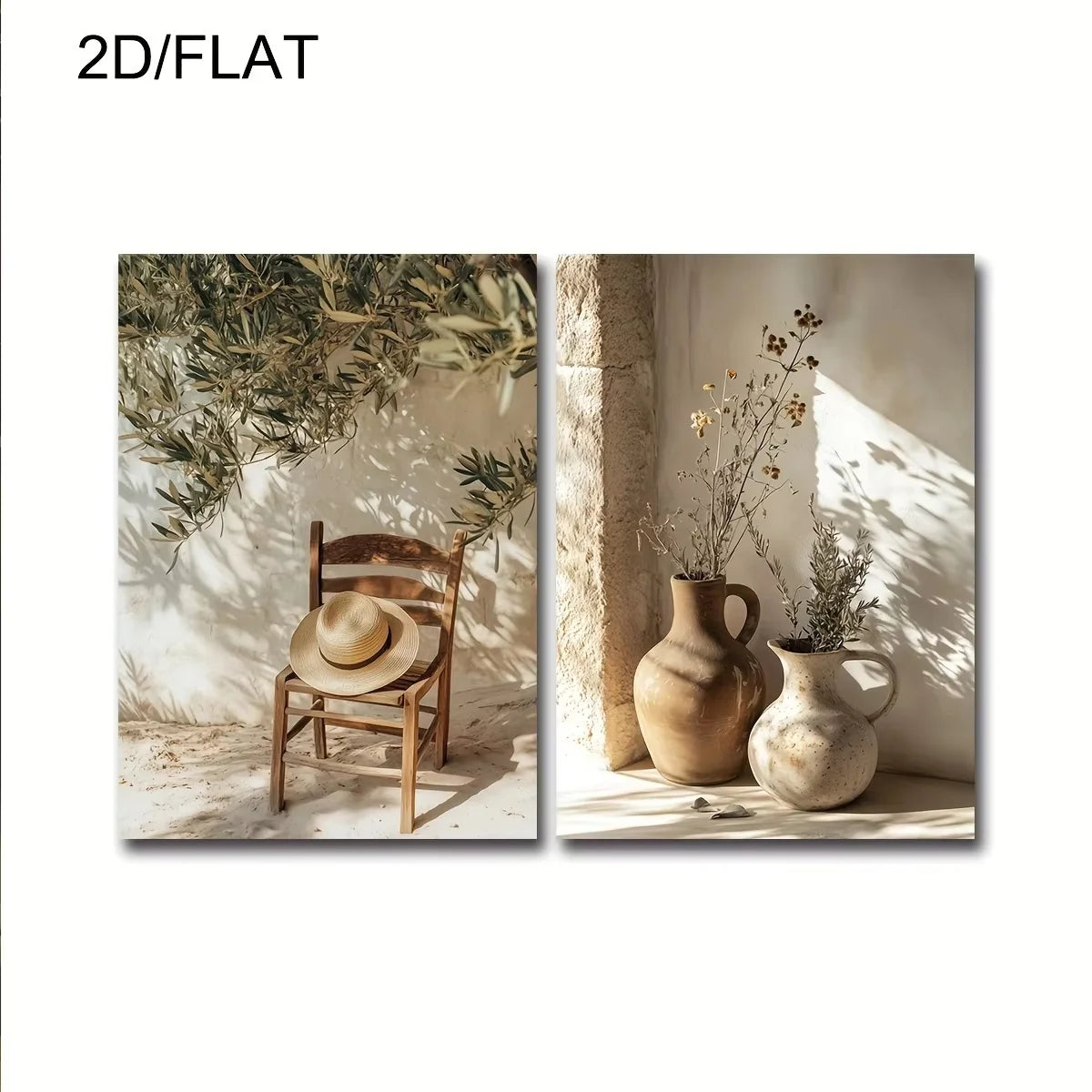 2pcs/set Neutral Olive Tree Shadow Vase Canvas Print Poster Retro Botanical Landscape Art Print Home Decor Art Poster Gifts by PurelyhomeDeco